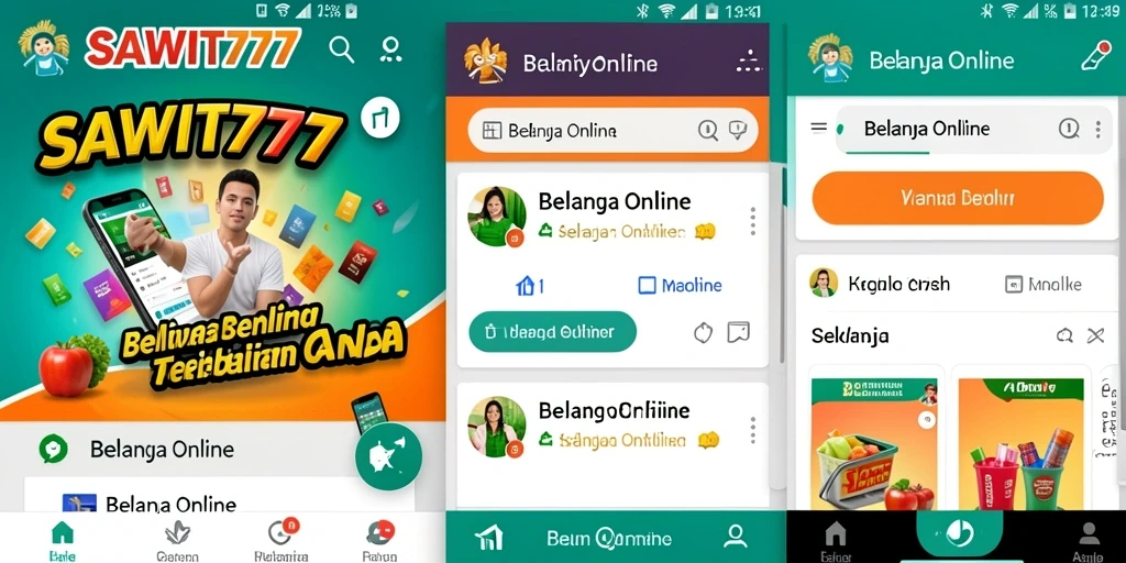 Tampilan antarmuka aplikasi SAWIT777 untuk belanja online.