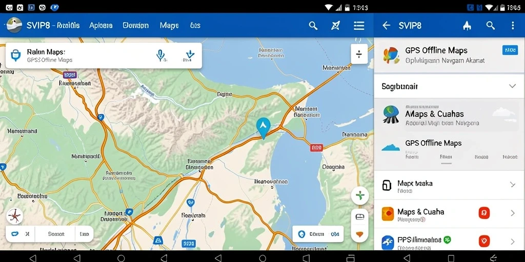 Tampilan antarmuka SVIP8 yang intuitif untuk GPS Offline Maps.